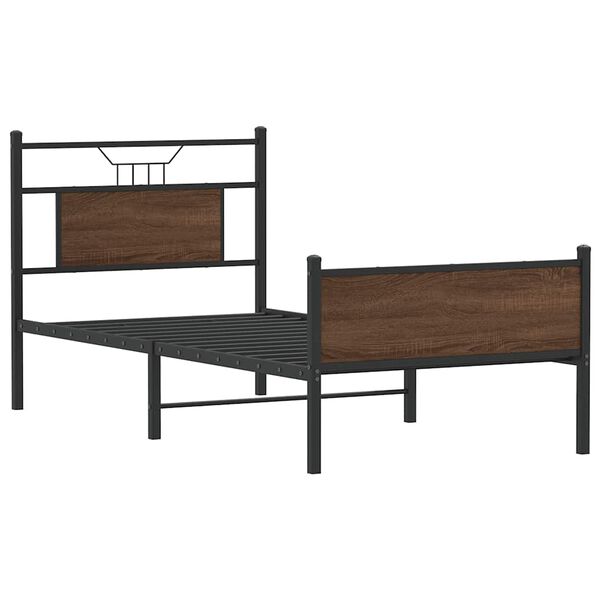 vidaXL Estructura de cama sin colch&oacute;n madera marr&oacute;n roble 90x200 cm
