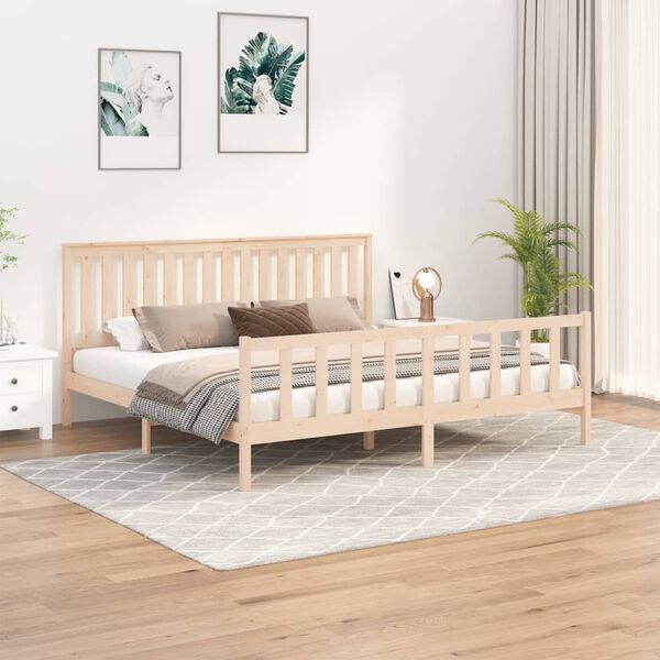 vidaXL Estructura de cama sin colch&oacute;n madera maciza de pino 200x200 cm