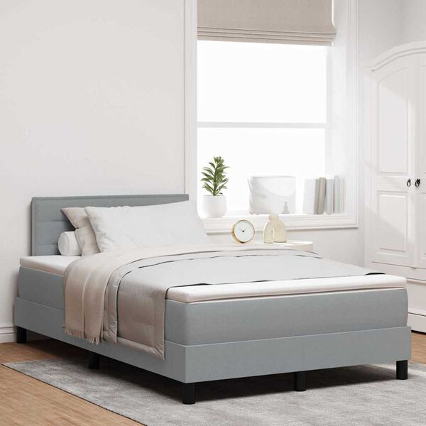 vidaXL Cama tipo Box Spring con colch&oacute;n Gris claro 120 x 190 cm tela