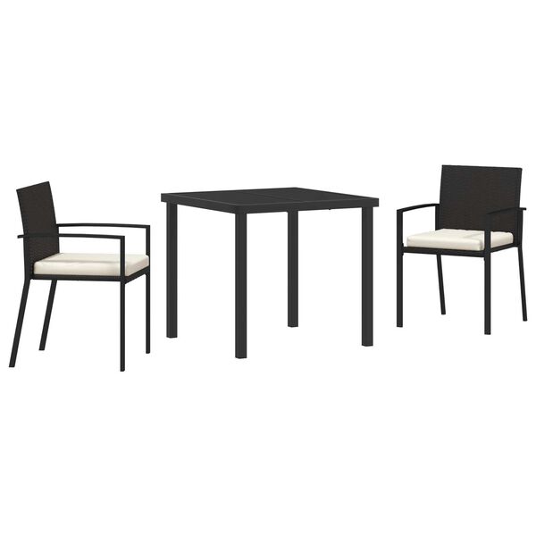 vidaXL Conjunto de Comedor de Jard&iacute;n 3 pcs Negro