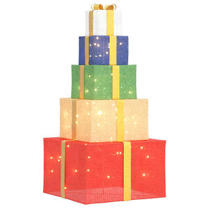 vidaXL Caja de Regalo Decoraci&oacute;n Navide&ntilde;a 250 LEDs blanco c&aacute;lido