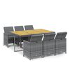 vidaXL Set comedor jard&iacute;n 7 pzas y cojines rat&aacute;n sint&eacute;tico gris