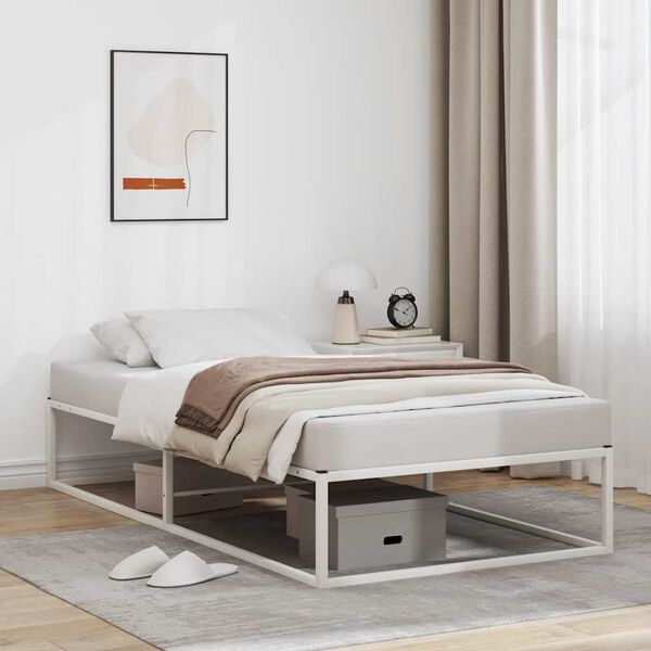 vidaXL Estructura de cama sin colch&oacute;n de metal blanco 100x200 cm