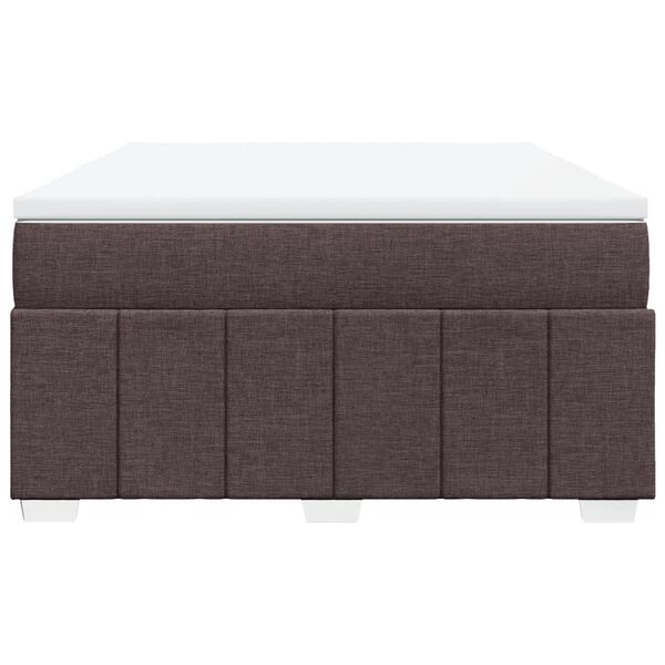 vidaXL Cama box spring con colch&oacute;n tela marr&oacute;n oscuro 160x200 cm