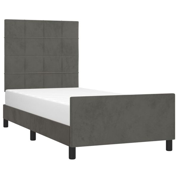 vidaXL Estructura de cama sin colch&oacute;n terciopelo gris oscuro 90x200 cm