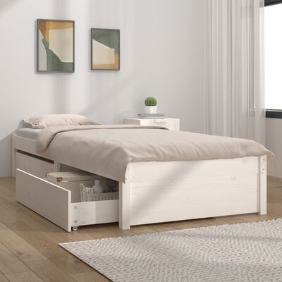 vidaXL Estructura de cama con cajones blanco 90x200 cm