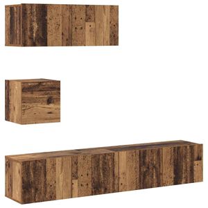 vidaXL Conjunto de mueble de TV 4 piezas montado la pared madera vieja