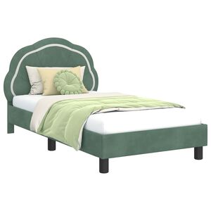 vidaXL Cama para niños con cabecero Verde Mar 80 x 160 cm Terciopelo