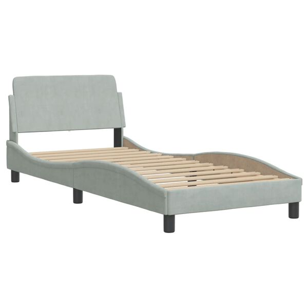 vidaXL Cama con colch&oacute;n Dover terciopelo gris claro 90x190 cm