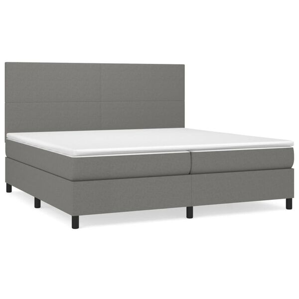 vidaXL Cama box spring con colch&oacute;n tela gris oscuro 200x200 cm
