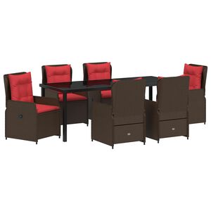 vidaXL Conjunto de Comedor de Jard&iacute;n 7 pcs Marr&oacute;n Polirat&aacute;n