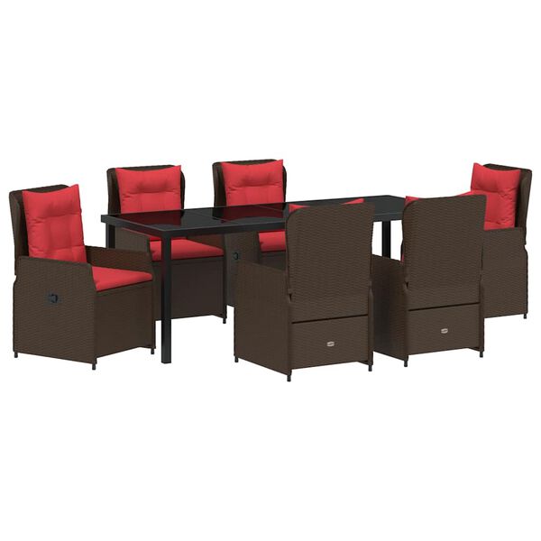 vidaXL Conjunto de Comedor de Jard&iacute;n 7 pcs Marr&oacute;n Polirat&aacute;n