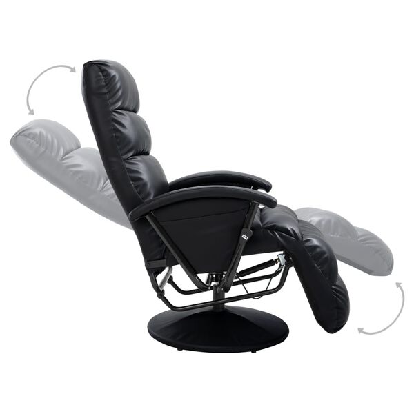 vidaXL Sill&oacute;n reclinable para TV de cuero sint&eacute;tico negro