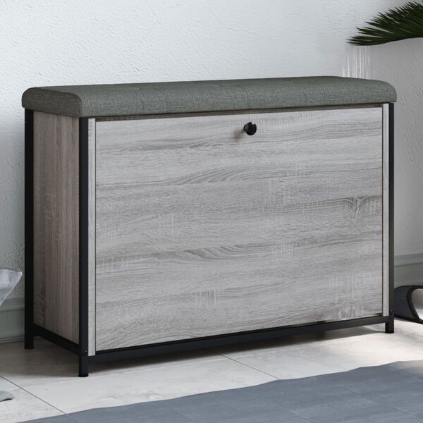 vidaXL Banco zapatero con caj&oacute;n abatible gris Sonoma 82x32x56 cm