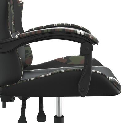 vidaXL Silla gaming giratoria cuero sintético negro y camuflaje