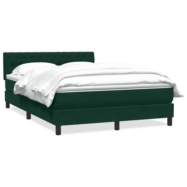 vidaXL Cama box spring con colch&oacute;n terciopelo verde oscuro 160x210 cm