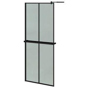vidaXL Mampara ducha con estante vidrio ESG y aluminio negro 80x195 cm