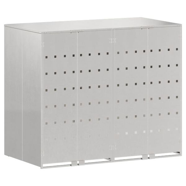 vidaXL Almacenamiento de cubos Wheelie para 3 cubos Plateado