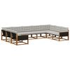 vidaXL Conjunto de sof&aacute;s de exterior 9 uds. Natural y Gris Claro