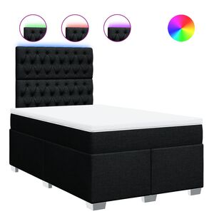 vidaXL Cama box spring con colch&oacute;n tela negro 120x190 cm