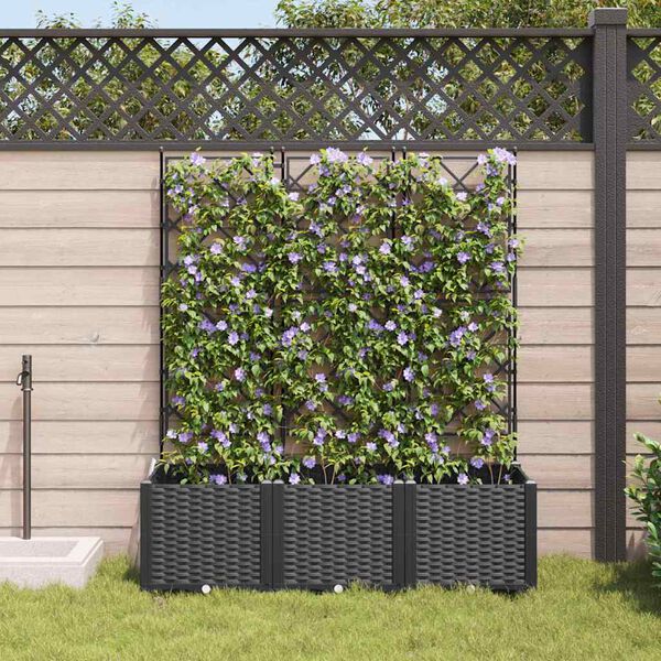 vidaXL Macetero de Jard&iacute;n 3 pcs Negro 120 x 40 x 143 cm Acero