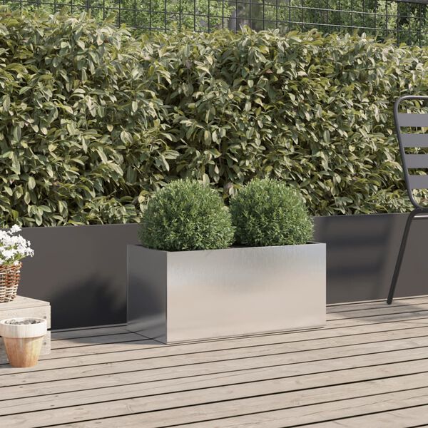 vidaXL Jardinera de acero inoxidable plateado 62x30x29 cm