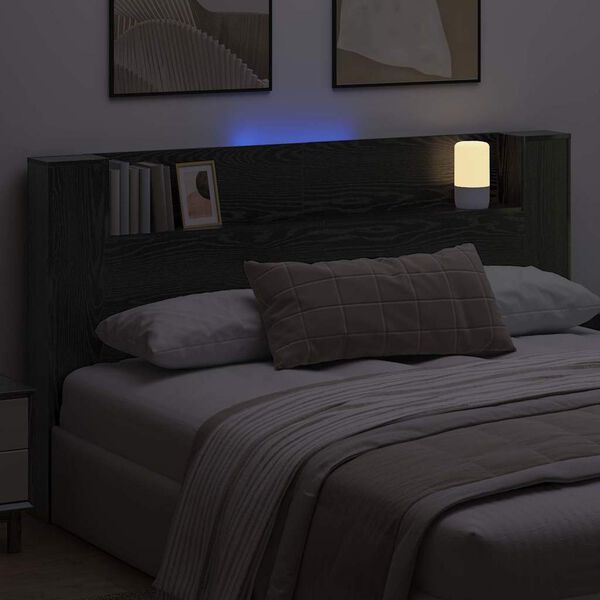 vidaXL Cabecero Roble Negro 180 x 17 x 104,5 cm Madera de ingenier&iacute;a