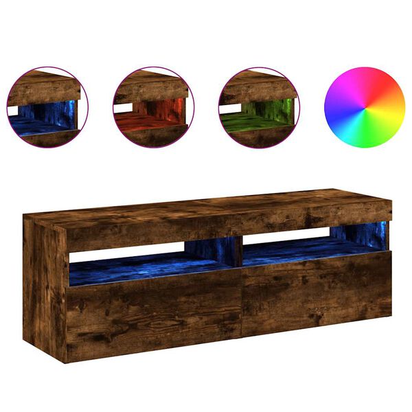 vidaXL Muebles de TV con luces LED 2 uds roble ahumado 60x35x40 cm