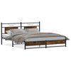 vidaXL Estructura de cama sin colch&oacute;n metal roble ahumado 183x213 cm