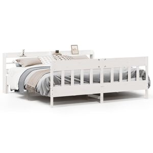 vidaXL Estructura de cama sin colch&oacute;n madera maciza blanca 200x200 cm