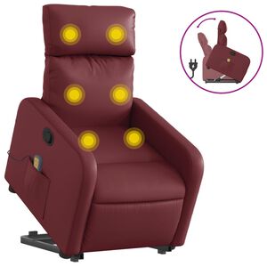 vidaXL Sill&oacute;n reclinable de masaje de pie cuero artificial rojo tinto