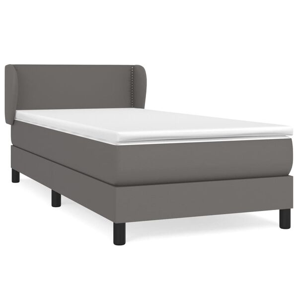 vidaXL Cama box spring con colch&oacute;n cuero sint&eacute;tico gris 80x200 cm