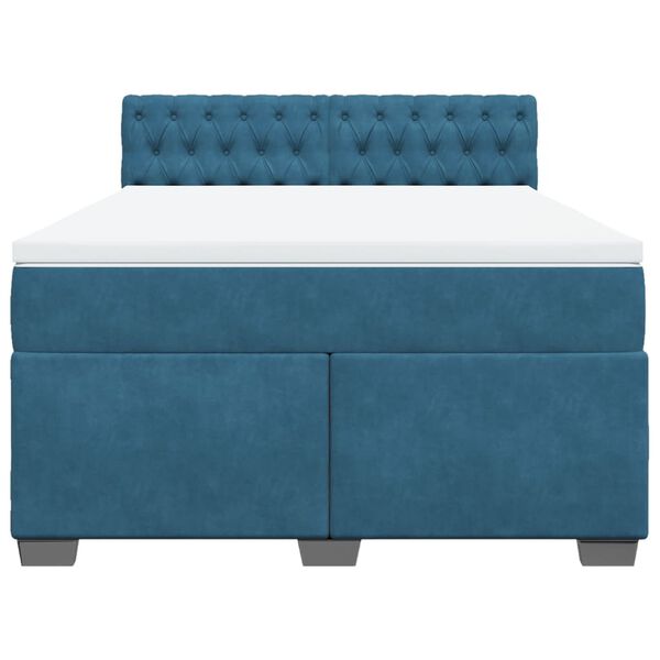 vidaXL Cama box spring con colch&oacute;n terciopelo azul 160x200 cm