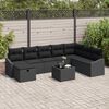 vidaXL Conjunto de sof&aacute; de jard&iacute;n con coj&iacute;n 9 pcs Negro Polirat&aacute;n