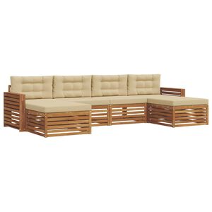 vidaXL Juegos de sof&aacute;s 6 pcs Natural y Beige Madera de Acacia S&oacute;lida