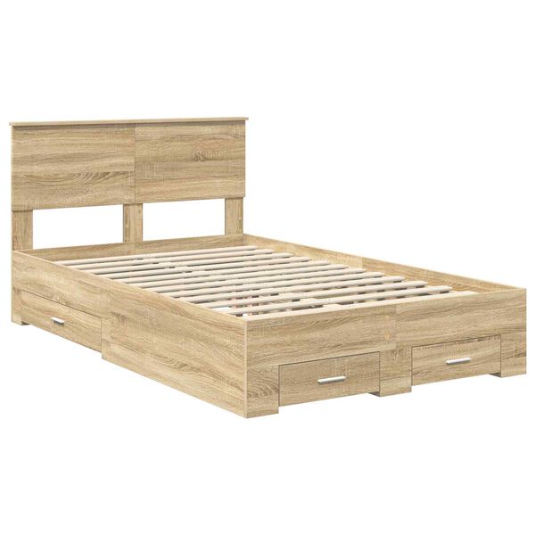 vidaXL Estructura de cama con cabecera Roble Sonoma 120 x 200 cm