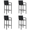 vidaXL Taburetes de cocina 4 unidades rat&aacute;n sint&eacute;tico negro
