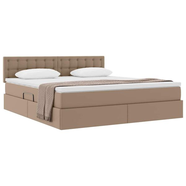 vidaXL Cama con almacenamiento y colch&oacute;n Capuchino 160 x 200 cm