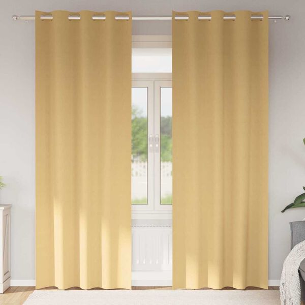 vidaXL Cortinas Opacas con Anillas 2 pcs Beige 260 x 140 cm Poli&eacute;ster