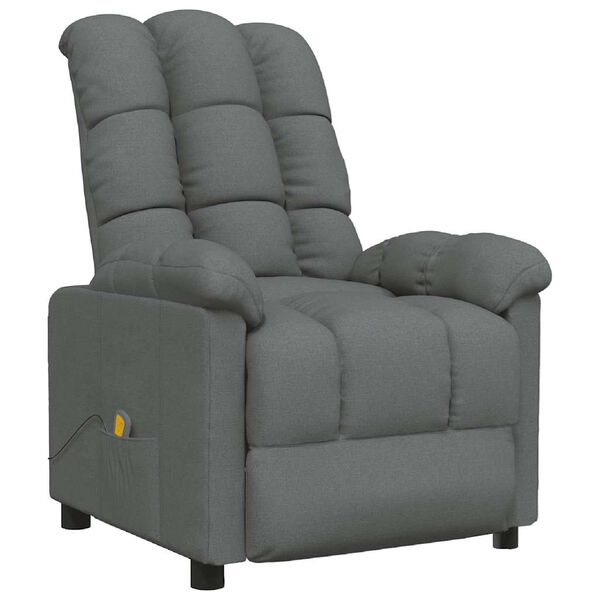 vidaXL Sill&oacute;n de masaje de tela gris oscuro