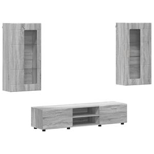 vidaXL Conjunto de mueble de TV con caj&oacute;n FLORIN 3 pcs Gris Sonoma