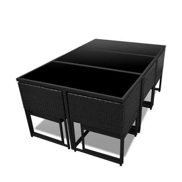 vidaXL Set comedor de jardín 11 piezas y cojines ratán sintético negro