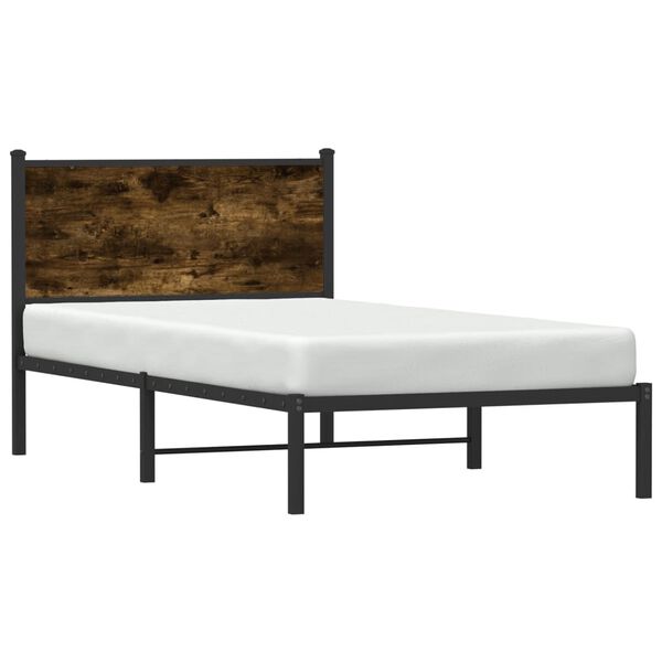vidaXL Estructura de cama sin colch&oacute;n metal roble ahumado 100x200 cm