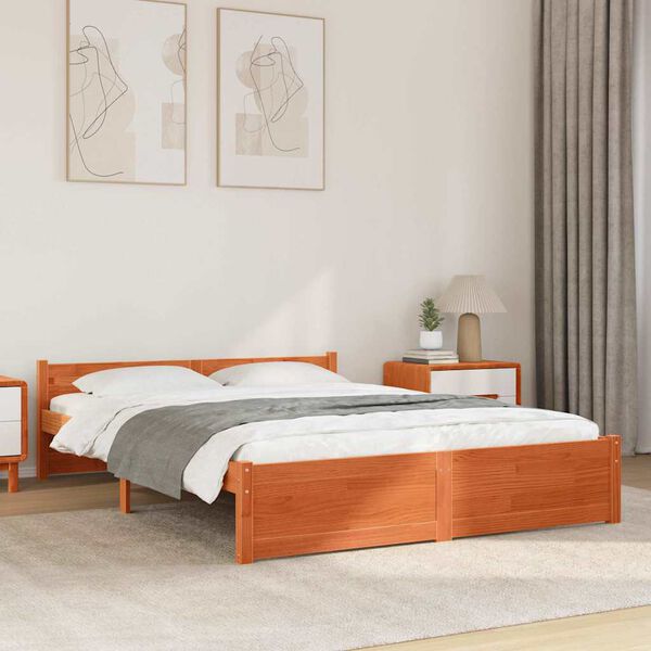 vidaXL Estructura de cama Marrón cera 205.5 x 95.5 x 51 cm