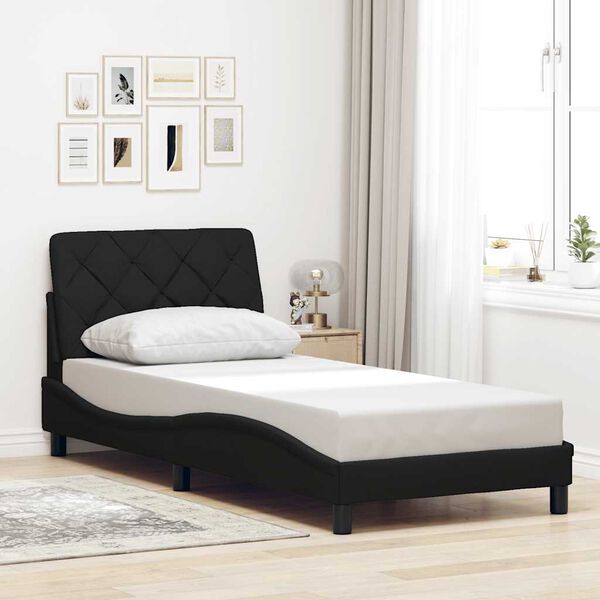 vidaXL Estructura de cama sin colch&oacute;n tela negro 90x200 cm