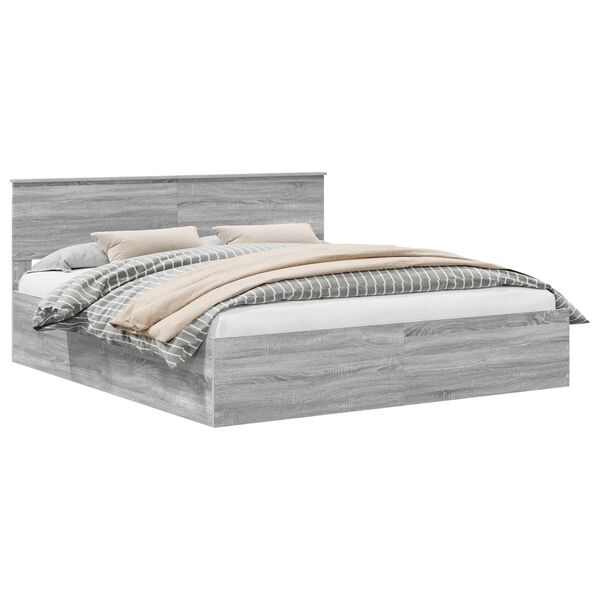vidaXL Estructura de cama con cabecera Gris Sonoma 200 x 200 cm