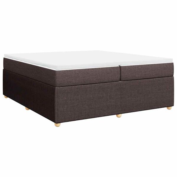 vidaXL Cama box spring con colch&oacute;n tela marr&oacute;n oscuro 200x200 cm