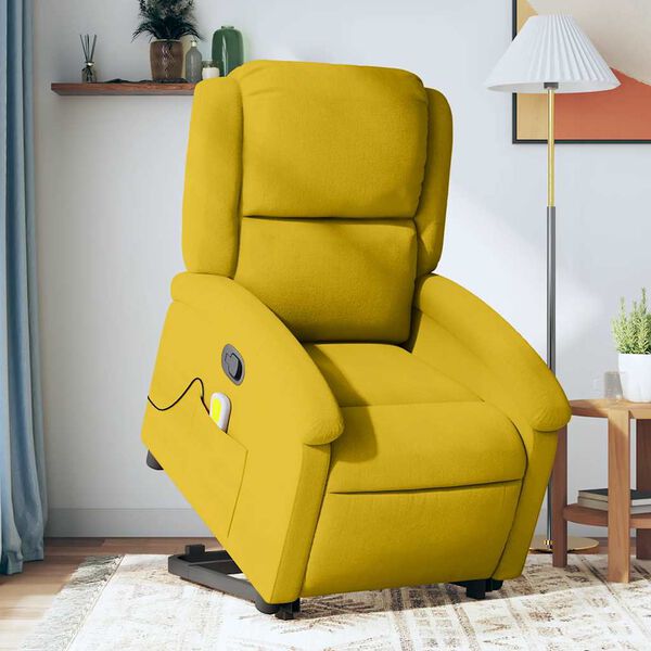 vidaXL Sill&oacute;n reclinable de masaje elevable terciopelo amarillo