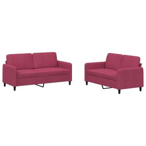 vidaXL Juego de sof&aacute;s 2 piezas terciopelo rojo tinto