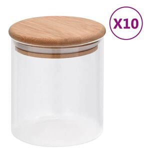vidaXL Tarros de almacenaje con tapa de bamb&uacute; 10 unidades 600 ml